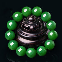 Load image into Gallery viewer, Lokaloca Large Size Natural Green Jade Beaded Bracelet
