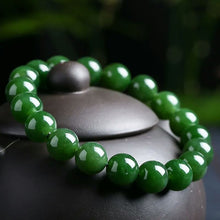 Load image into Gallery viewer, Lokaloca Large Size Natural Green Jade Beaded Bracelet
