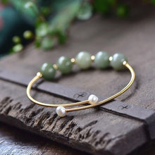 Load image into Gallery viewer, Lokaloca Handcrafted Natural Green Jade Beads Bangle Bracelet
