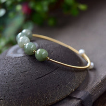 Load image into Gallery viewer, Lokaloca Handcrafted Natural Green Jade Beads Bangle Bracelet
