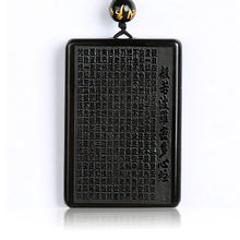 Load image into Gallery viewer, Handcrafted Natural Black Obsidian Bhagavati Prajnaparamitahrdaya Pendant Necklace
