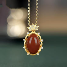 Load image into Gallery viewer, Natural Fine Southern Red Agate Pendant Necklace Vintage Retro Style Unique Craft Women&#39;s Brand Jewelry
