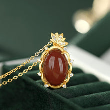 Load image into Gallery viewer, Natural Fine Southern Red Agate Pendant Necklace Vintage Retro Style Unique Craft Women&#39;s Brand Jewelry
