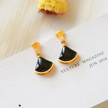 Load image into Gallery viewer, Natural Fine Black Agate Earrings Vintage Style Retro Exquisite Cool Charm Elegant Women&#39;s Brand Jewelry
