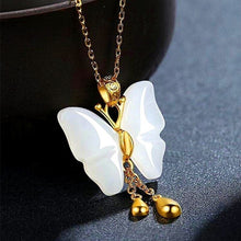 Load image into Gallery viewer, Lokaloca Natural Green Jade Butterfly Pendant Necklace 925 Silver Jewelry
