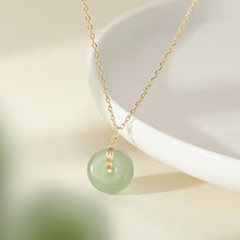 Load image into Gallery viewer, 925 Silver Natural Hetian Jade Good Fortune Donut Pendant Choker Necklace
