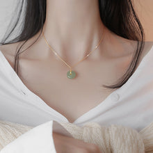 Load image into Gallery viewer, 925 Silver Natural Hetian Jade Good Fortune Donut Pendant Choker Necklace
