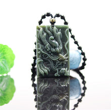 Load image into Gallery viewer, Lokaloca Handcrafted Natural Hetian Jade Dragon Pendant Necklace
