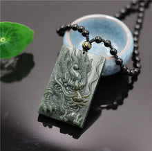 Load image into Gallery viewer, Lokaloca Handcrafted Natural Hetian Jade Dragon Pendant Necklace
