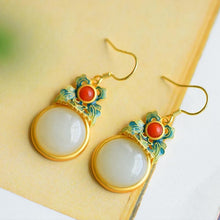 Load image into Gallery viewer, Natural Fine White Jade Epoxy Enamel Porcelain Earrings Vintage Retro Ethnic Designer Unique Charm Women&#39;s Brand Jewelry
