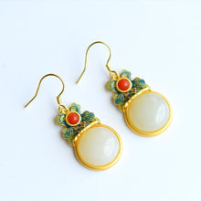 Load image into Gallery viewer, Natural Fine White Jade Epoxy Enamel Porcelain Earrings Vintage Retro Ethnic Designer Unique Charm Women&#39;s Brand Jewelry
