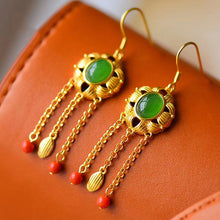 Load image into Gallery viewer, Lokaloca Natural Fine Jade Tassel Earrings
