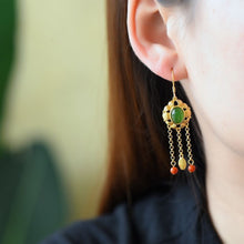 Load image into Gallery viewer, Lokaloca Natural Fine Jade Tassel Earrings
