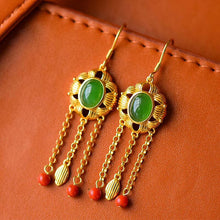 Load image into Gallery viewer, Lokaloca Natural Fine Jade Tassel Earrings
