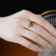 Load image into Gallery viewer, Lokaloca Natural Fine Jade Jasper Magnolia Opening Adjustable Ring
