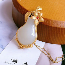 Load image into Gallery viewer, Natural Fine White Jade Plant Vase Pendant Necklace Vintage Style Retro Unique Craft Charm Women&#39;s Silver Ornaments
