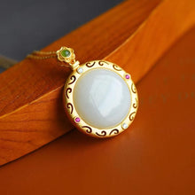 Load image into Gallery viewer, Lokaloca Natural Fine White Jade Round Pendant Necklace
