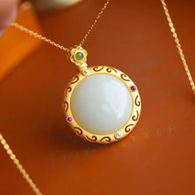 Load image into Gallery viewer, Lokaloca Natural Fine White Jade Round Pendant Necklace
