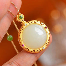 Load image into Gallery viewer, Lokaloca Natural Fine White Jade Round Pendant Necklace
