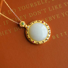 Load image into Gallery viewer, Lokaloca Natural Fine White Jade Round Pendant Necklace
