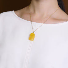 Load image into Gallery viewer, Lokaloca Natural Fine Yellow Jade Pendant Necklace
