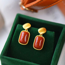 Load image into Gallery viewer, Natural Fine Southern Red Agate Jade Earrings Vintage Style Retro Unique Craft Charm Women&#39;s Jewelry
