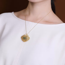 Load image into Gallery viewer, Natural Fine Jade Jasper Geometric Pendant Necklace Vintage Retro Luxury Charm Women&#39;s Silver Jewelry
