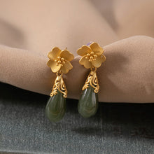 Load image into Gallery viewer, Lokaloca Natural Fine Jade Jasper Orchid Earrings
