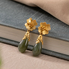 Load image into Gallery viewer, Lokaloca Natural Fine Jade Jasper Orchid Earrings
