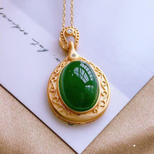 Load image into Gallery viewer, Lokaloca Natural Fine Jade Jasper Oval Pendant Necklace
