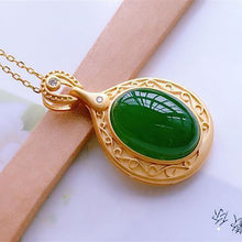 Load image into Gallery viewer, Lokaloca Natural Fine Jade Jasper Oval Pendant Necklace
