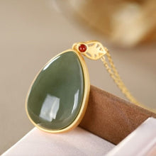 Load image into Gallery viewer, Lokaloca Natural Jade Jasper Water Drop Shaped Pendant Necklace
