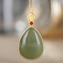 Load image into Gallery viewer, Lokaloca Natural Jade Jasper Water Drop Shaped Pendant Necklace
