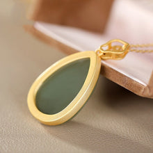 Load image into Gallery viewer, Lokaloca Natural Jade Jasper Water Drop Shaped Pendant Necklace
