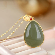 Load image into Gallery viewer, Lokaloca Natural Jade Jasper Water Drop Shaped Pendant Necklace
