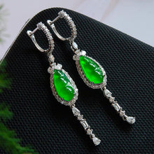 Load image into Gallery viewer, Lokaloca Natural Fine Jade Jasper Bean Water Drop Tassel Earrings
