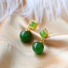 Load image into Gallery viewer, Lokaloca Natural Jade Round Bead Earrings
