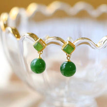 Load image into Gallery viewer, Lokaloca Natural Jade Round Bead Earrings
