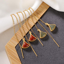 Load image into Gallery viewer, Lokaloca Natural Fine Jade Jasper Geometric Triangle Earrings
