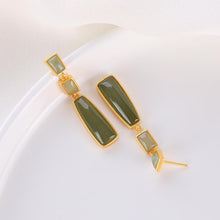 Load image into Gallery viewer, Natural Fine Jade Jasper Long Geometric Earrings Vintage Retro Unique Craft Charm Women&#39;s Brand Jewelry
