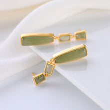 Load image into Gallery viewer, Natural Fine Jade Jasper Long Geometric Earrings Vintage Retro Unique Craft Charm Women&#39;s Brand Jewelry
