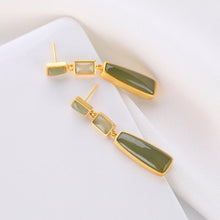 Load image into Gallery viewer, Natural Fine Jade Jasper Long Geometric Earrings Vintage Retro Unique Craft Charm Women&#39;s Brand Jewelry
