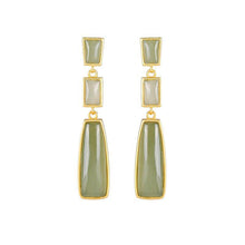 Load image into Gallery viewer, Natural Fine Jade Jasper Long Geometric Earrings Vintage Retro Unique Craft Charm Women&#39;s Brand Jewelry
