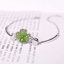 Load image into Gallery viewer, Lokaloca Natural Fine Jade Lucky Clover Bracelet
