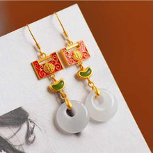 Load image into Gallery viewer, Natural Fine White Jade Earrings Vintage Style Retro Elegant Luxury Charm Women&#39;s Silver Jewelry
