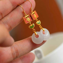 Load image into Gallery viewer, Natural Fine White Jade Earrings Vintage Style Retro Elegant Luxury Charm Women&#39;s Silver Jewelry
