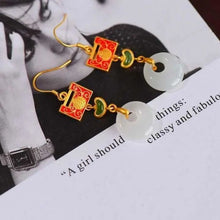 Load image into Gallery viewer, Natural Fine White Jade Earrings Vintage Style Retro Elegant Luxury Charm Women&#39;s Silver Jewelry
