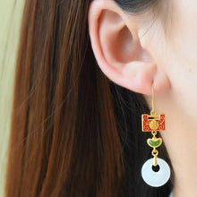 Load image into Gallery viewer, Natural Fine White Jade Earrings Vintage Style Retro Elegant Luxury Charm Women&#39;s Silver Jewelry
