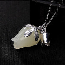 Load image into Gallery viewer, Natural Fine Magnolia Flower Pendant Necklace Vintage Style Retro Exquisite Romantic Charm Women&#39;s Silver Jewelry
