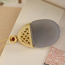 Load image into Gallery viewer, Natural Fine Purple Jade Oval Lotus Pendant Necklace Vintage Style Retro Elegant Luxury Silver Jewelry
